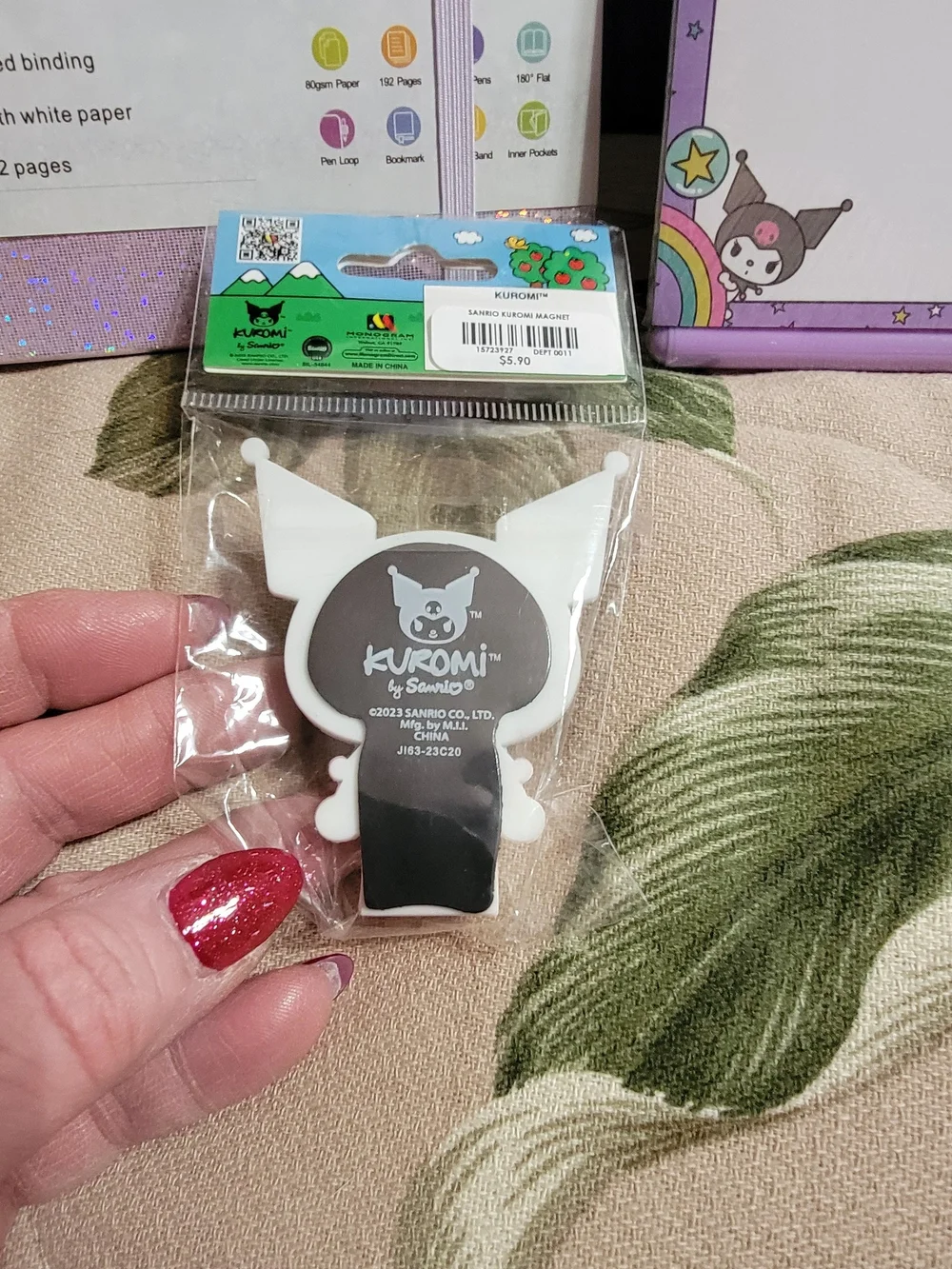 812-Sanrio Kuromi Glitter Lavender A5 Notebook & Memo Pad Set